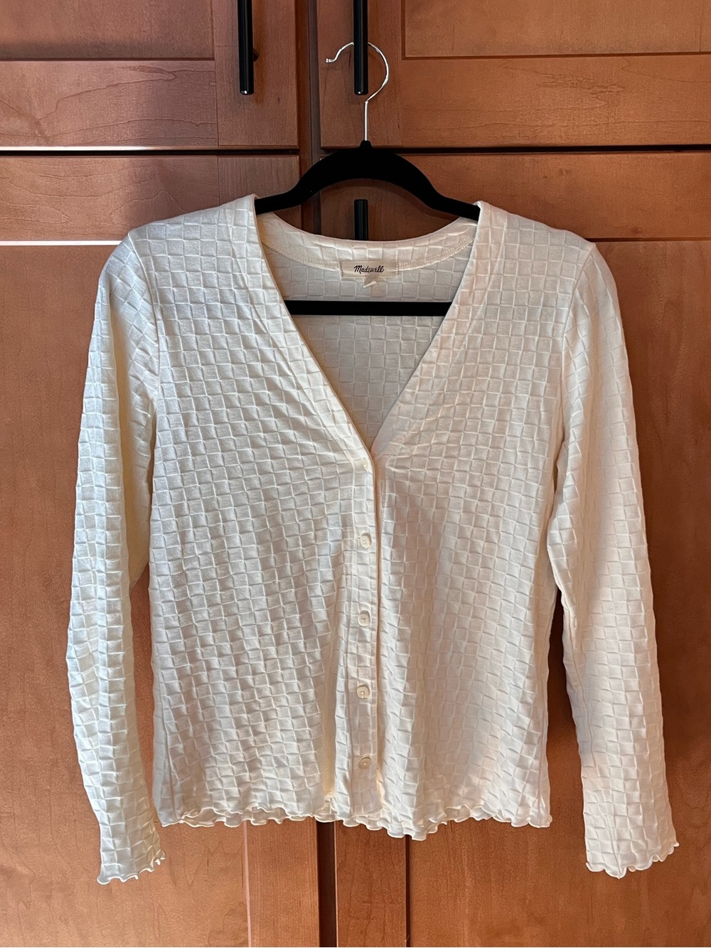 Madewell Women's Cream Textured Button-Front Top
